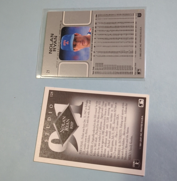 ⚾1991 Studio - Nolan Ryan #128 PLUS Nolan Ryan #21 1990 Both Leaf Inc. Cards - Picture 7 of 16